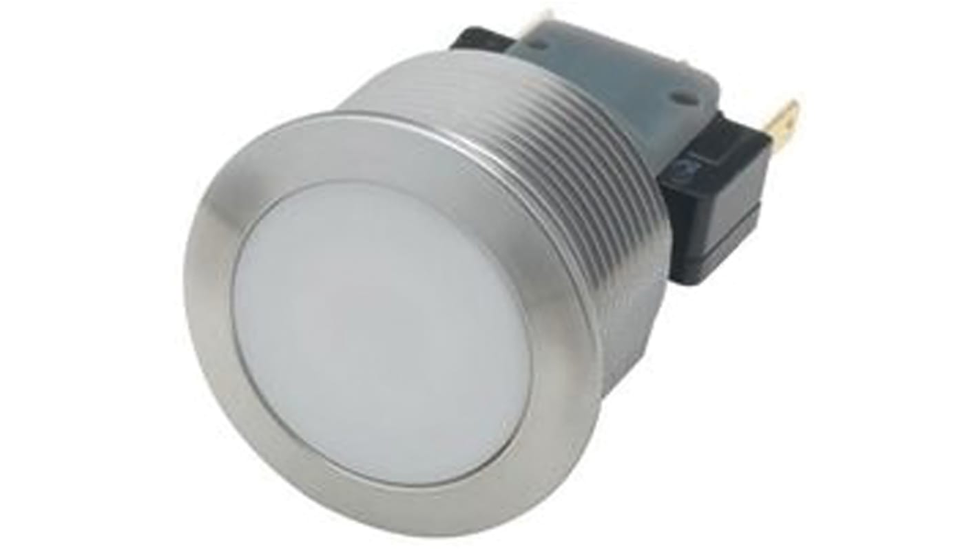 Schurter MSM 22 Series Illuminated Push Button Switch, Momentary, Panel Mount, 22.1mm Cutout, SPDT, 250V ac, IP40