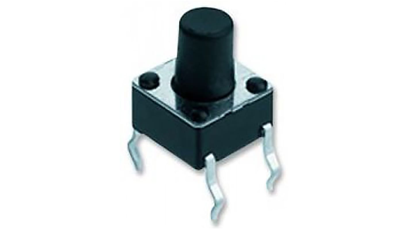 IP40 Black Button Tactile Switch, SPST 1.5mm Through Hole