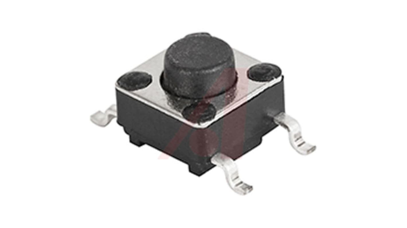 IP40 Black Button Tactile Switch, SPST 4.5mm Through Hole