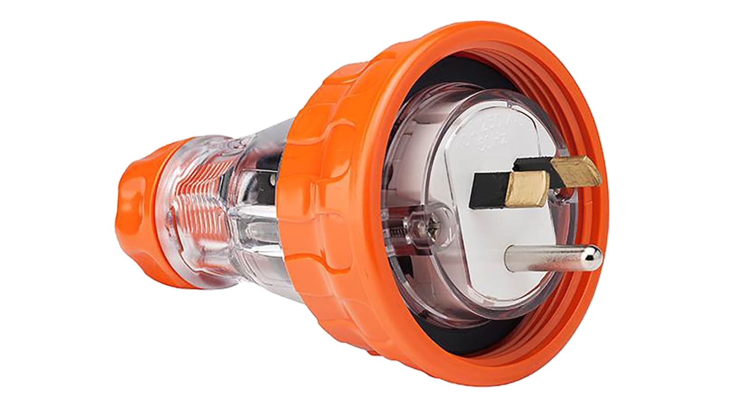 Clipsal Electrical IP66 Orange Cable Mount Industrial Power Plug, Rated At 10A, 250 V