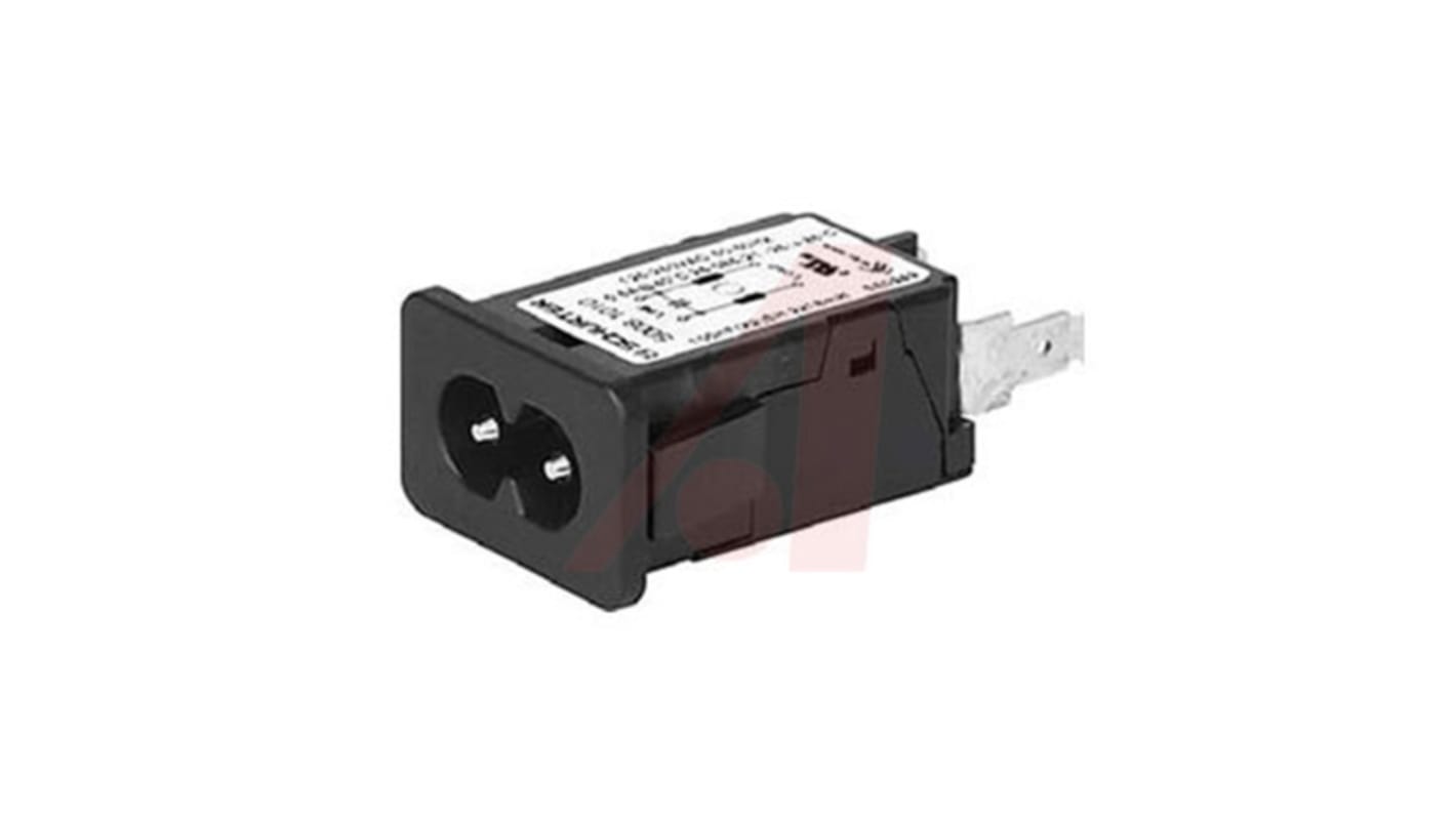 Schurter 6A, 250 V ac Male Snap-In Filtered IEC Connector 5008.2016, Quick Connect None Fuse