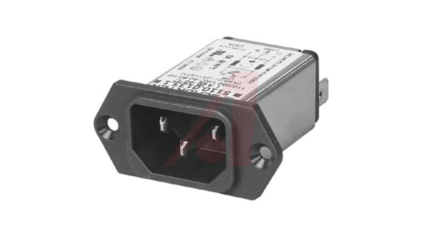 Filtro IEC Schurter con conector C14, 250 V ac, 6A, 50 (IEC) Hz, 60 (UL / CSA) Hz, , con interrruptor de