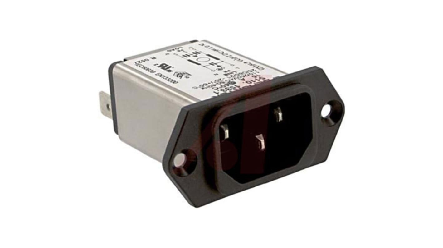 Schurter 15A, 125 V ac Male Screw Filtered IEC Connector 5110.1533.1, Quick Connect None Fuse