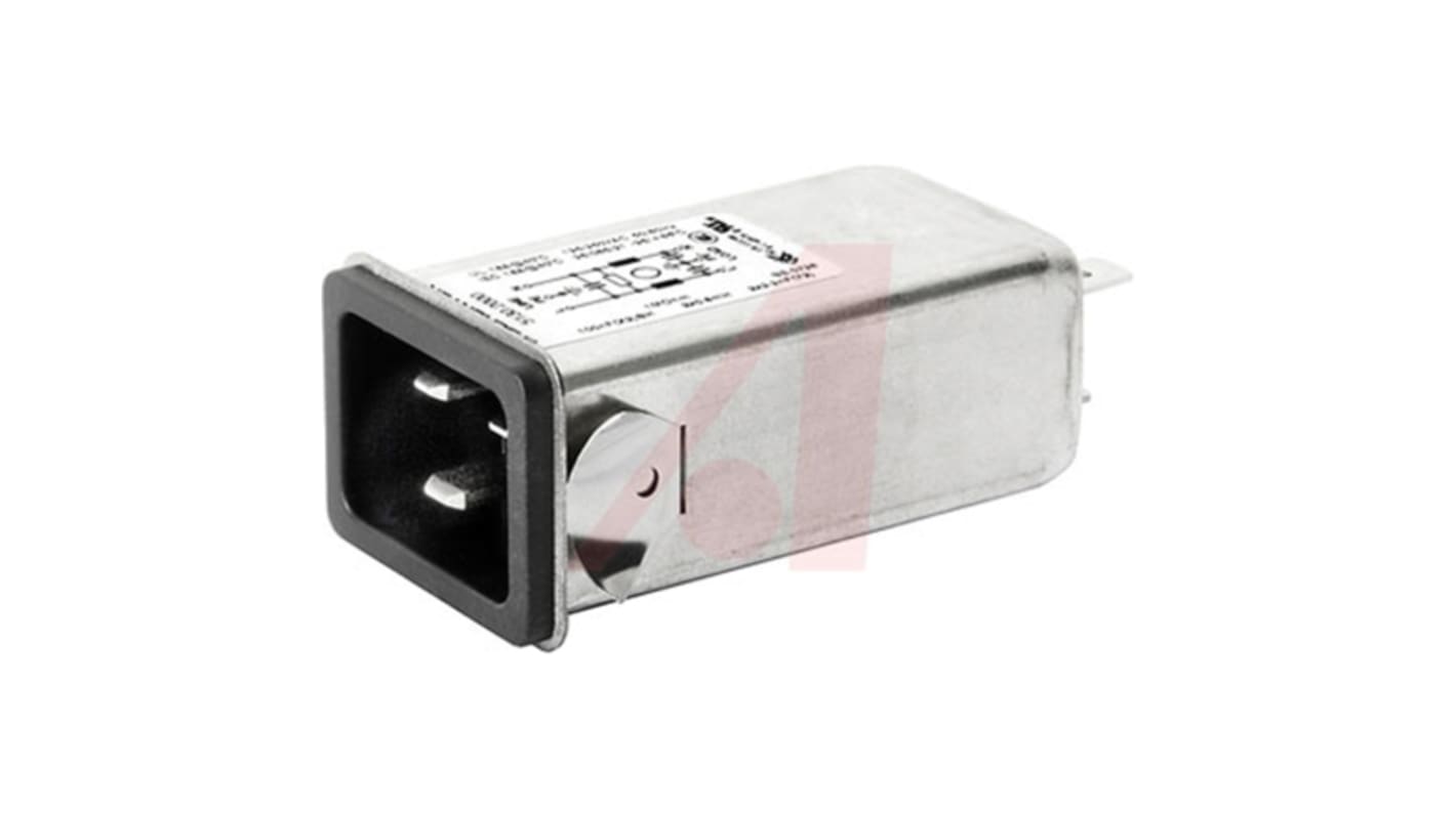 Schurter 16 (IEC) A, 20 (UL) A, 250 V ac Male Screw Filtered IEC Connector 5130.0401, Quick Connect None Fuse