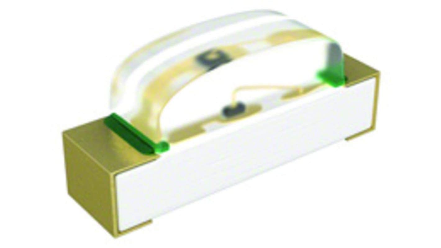 Broadcom LED, 2 tüskés, felületre szerelhető, Vörös, 626 nm, 10 mcd, 2,6 V, 155 °, 1608 (0603)