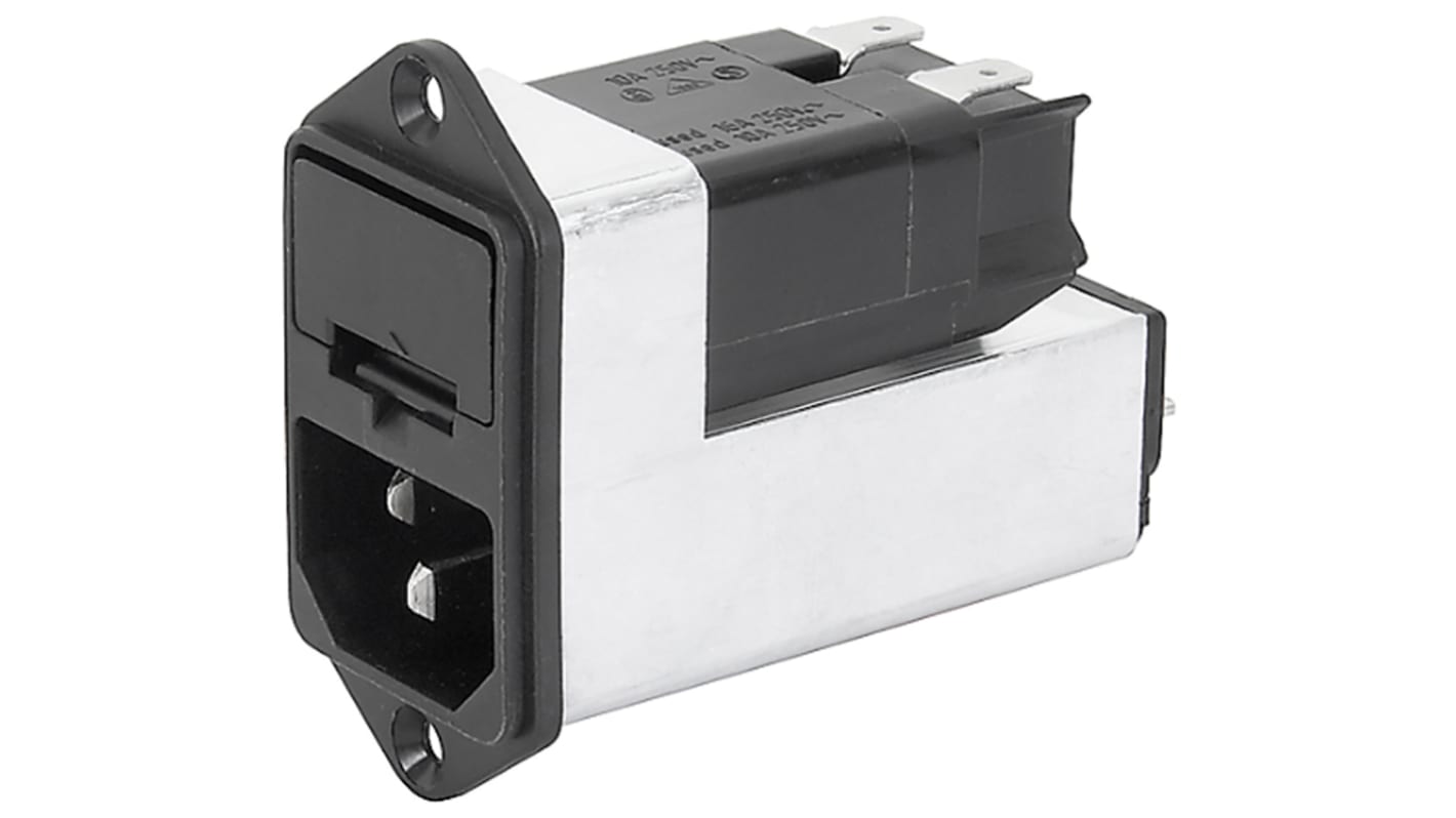 Schurter 4A, 250 V ac Male Screw Filtered IEC Connector 4303.5003, Quick Connect 2 Fuse