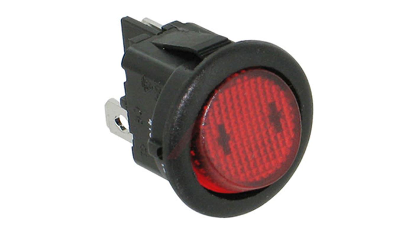 Cherry Illuminated SPST, On-None-Off Rocker Switch Panel Mount