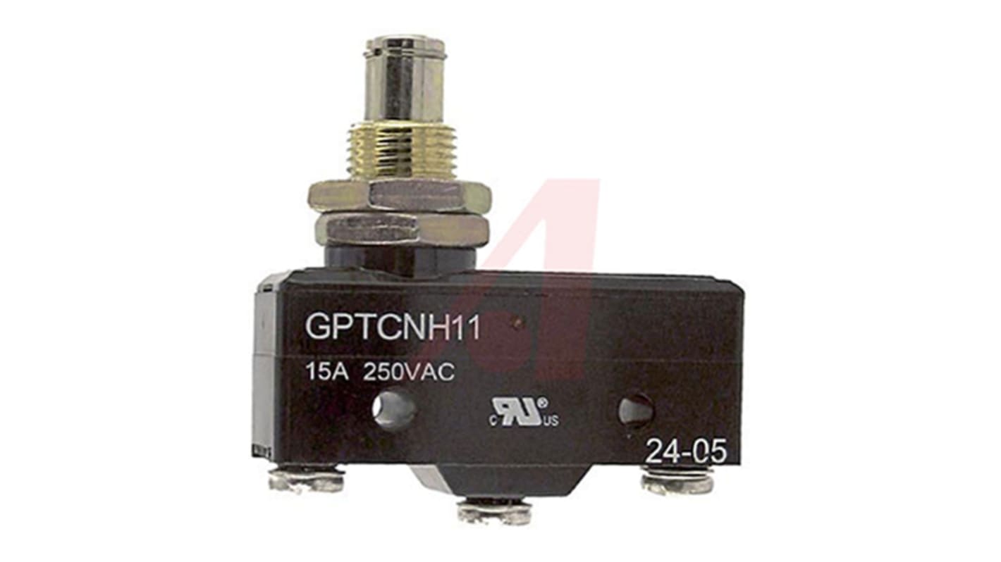 ZF Button Microswitch, Screw Terminal, 15 A, SP-CO, IP40