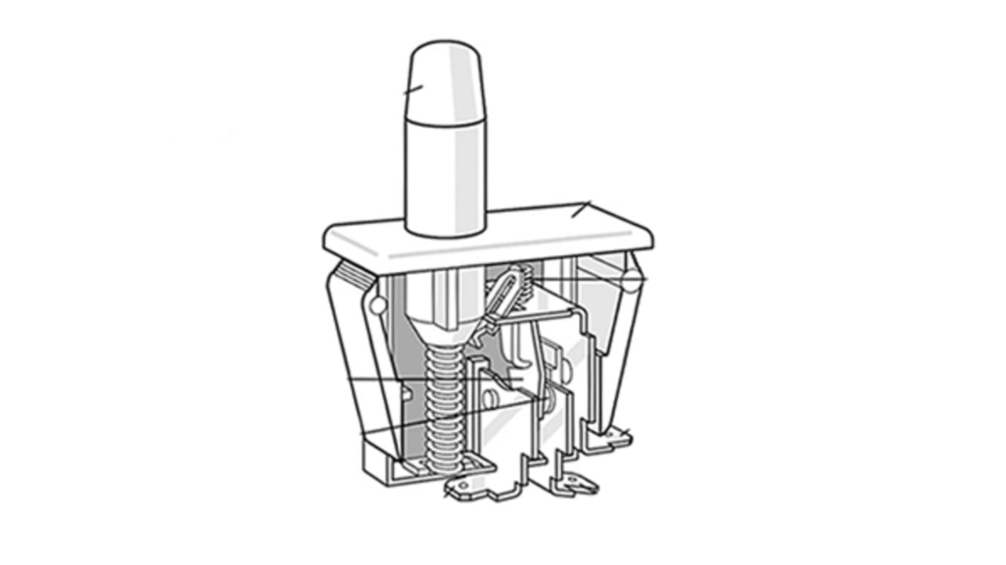 ZF Door Interlock Micro Switch, Push Button, SPDT Thermoplastic Polyester, -40 → +85°C