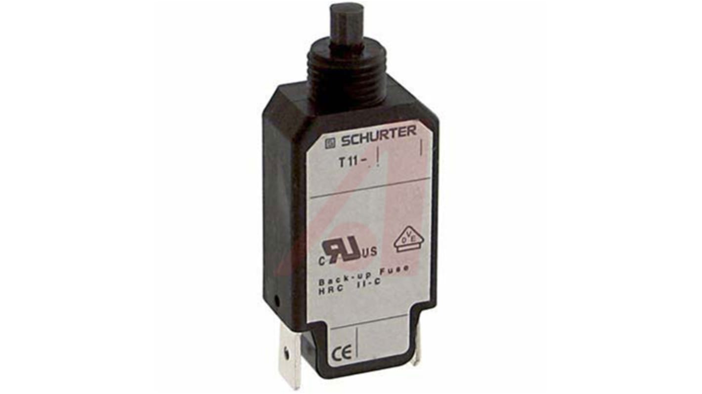 Schurter Thermal Magnetic Circuit Breaker - T11 Single Pole 48 V dc, 240 V ac Voltage Rating Panel Mount, 5A Current