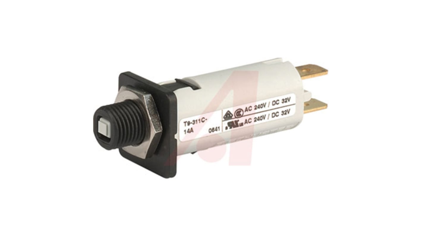 Schurter Thermal Circuit Breaker - T9-311 Single Pole 240V Voltage Rating Snap In, 4A Current Rating