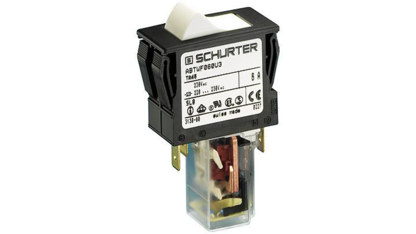 Schurter Circuit Breaker Switch - TA45 2 Pole 120V ac Voltage Rating Panel Mount, 5.5A Current Rating