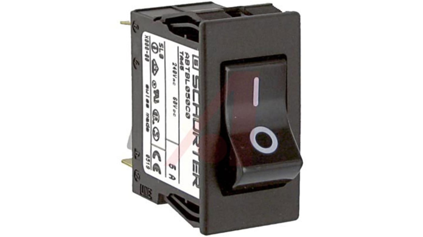 Schurter Circuit Breaker Switch - 125/250V Voltage Rating Snap In, 5A Current Rating