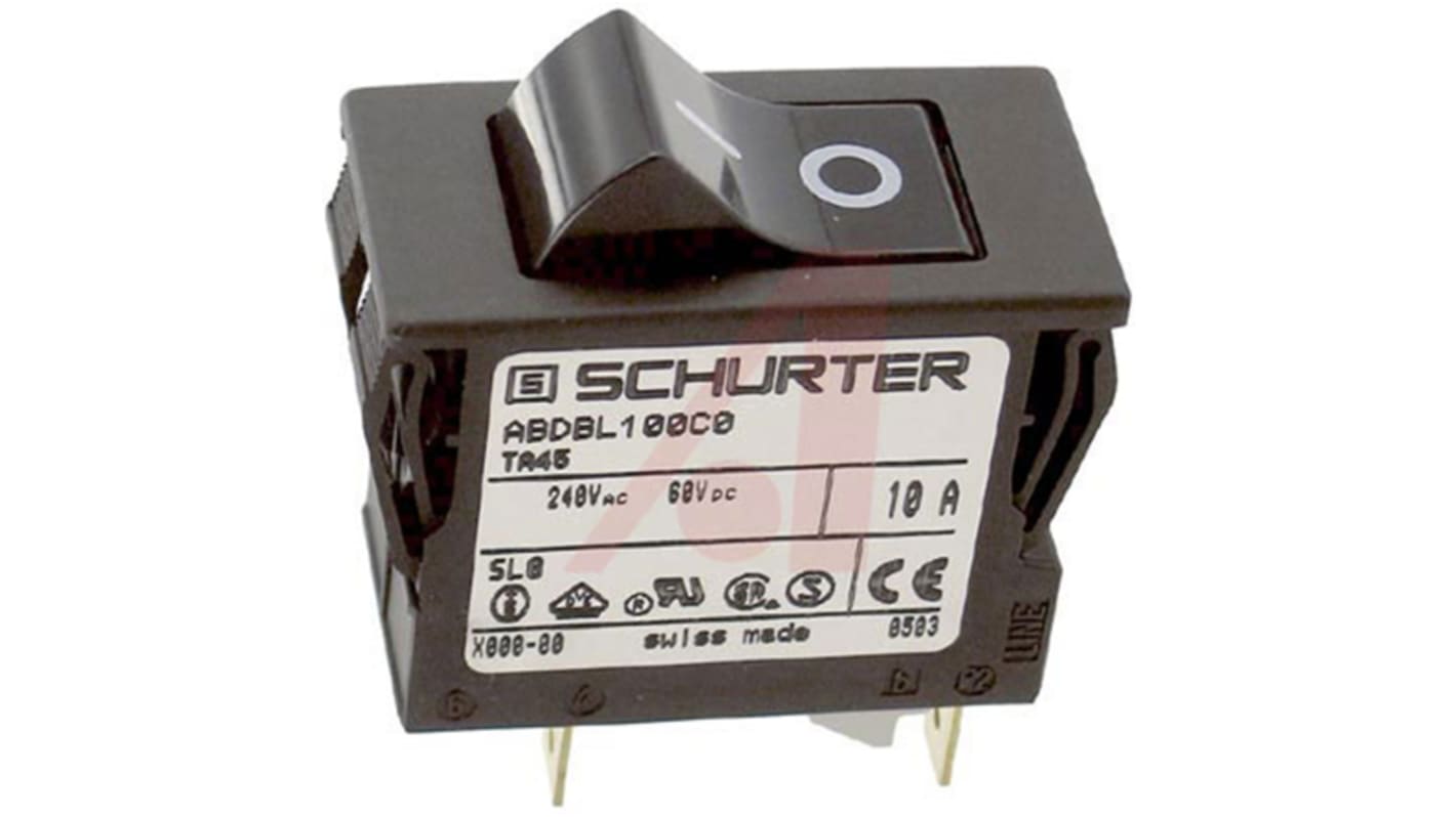 Disyuntor térmico / Disyuntor magnetotérmico Schurter TA45 de 2 polos, 60 V dc, 240V ac, 10A