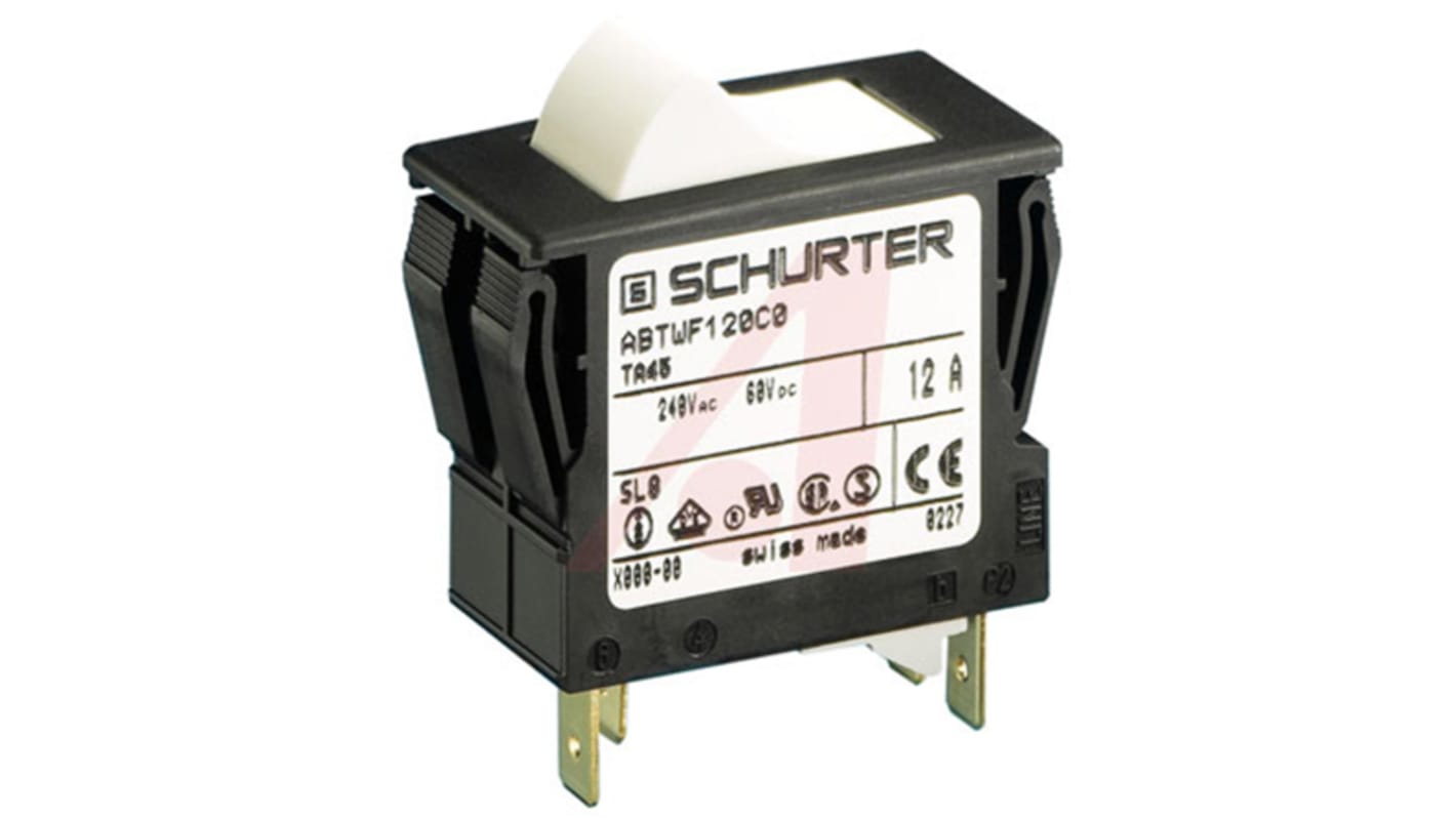 Schurter Circuit Breaker Switch - TA45 2 Pole 60 V dc, 240 V ac Voltage Rating Panel Mount, 17A Current Rating