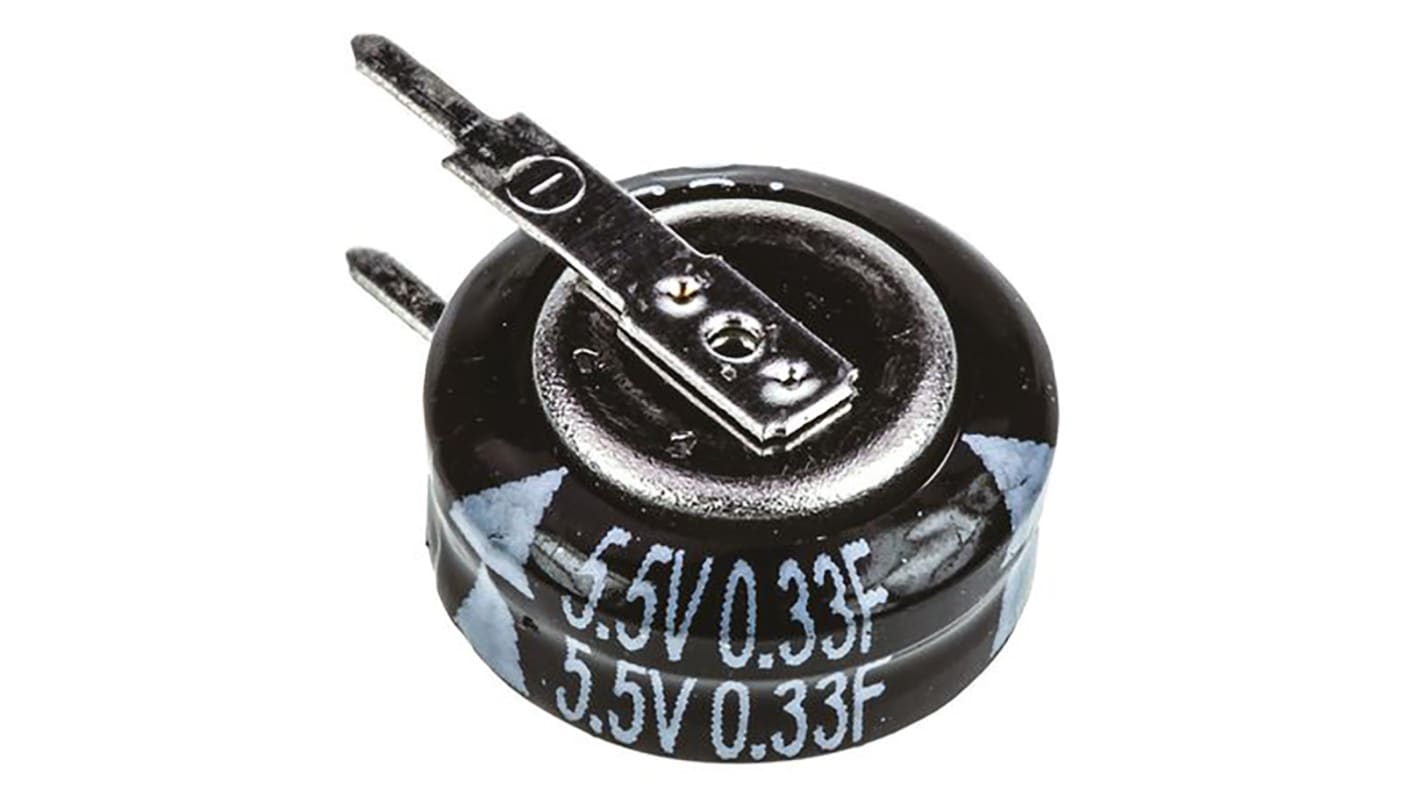 Panasonic 0.33F Supercapacitor -20 → +80% Tolerance, SD 5.5V dc, Through Hole