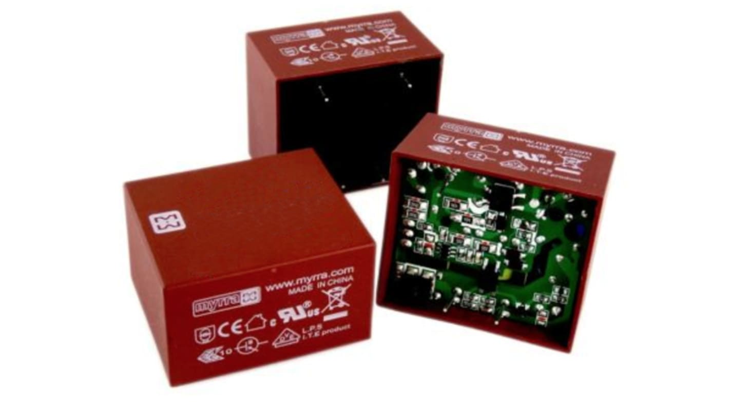 Trasformatore per PCB Myrra, 7.5W, primario 120 → 370 V dc, 85 → 265 V ac, secondario 18V cc, uscita