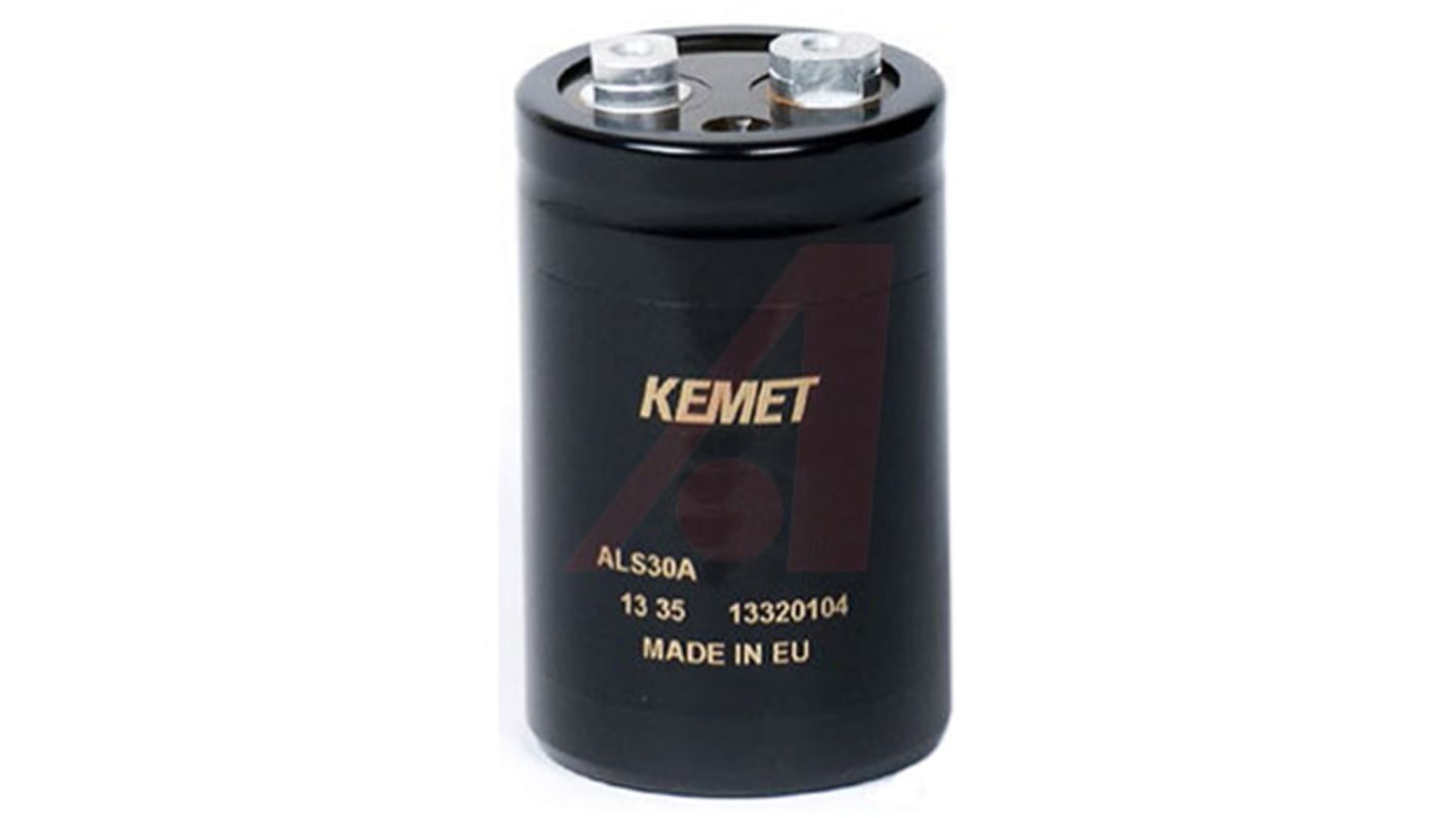 Condensador electrolítico KEMET serie ALS30, 2200μF, ±20%, 400V dc, mont. roscado, 51 (Dia.) x 105mm, paso 22.2mm