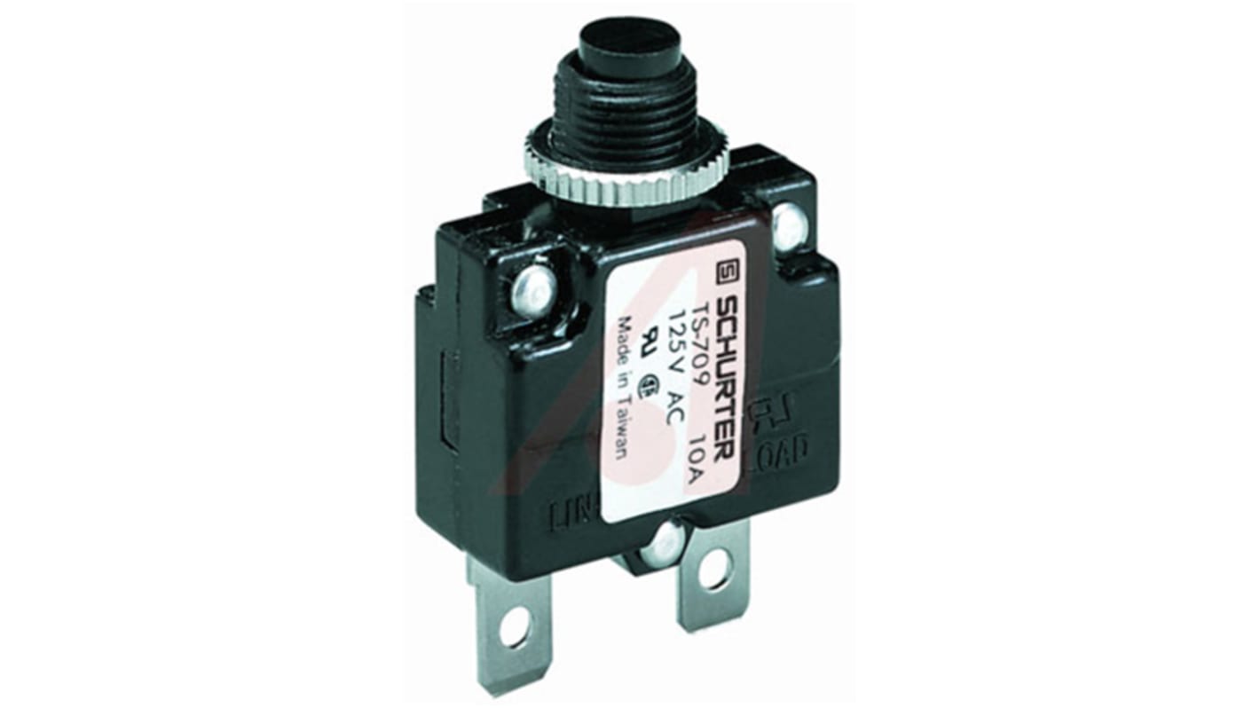 Schurter Thermal Magnetic Circuit Breaker - TS-709 Single Pole 32 V dc, 250 V ac Voltage Rating Panel Mount, 5A Current