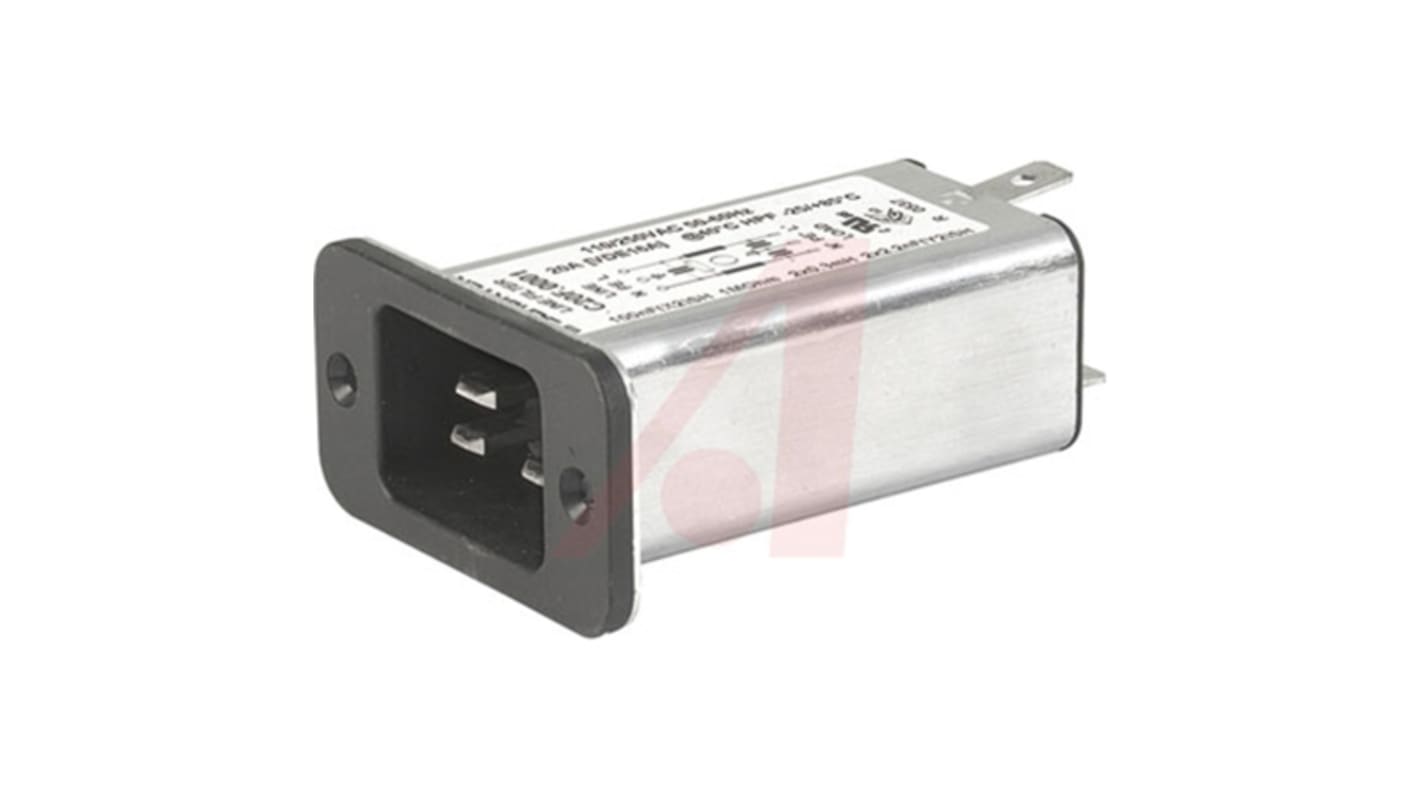 Schurter 16 (IEC) A, 20 (UL / CSA) A, 250 V ac Male Screw Filtered IEC Connector C20F.0001, Solder None Fuse