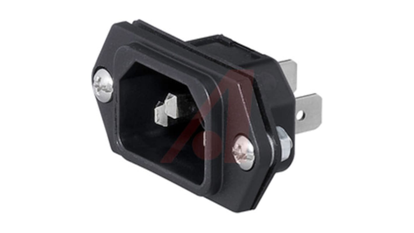 Conector IEC C14 macho Schurter, Montaje en Panel, 250 V, 10A