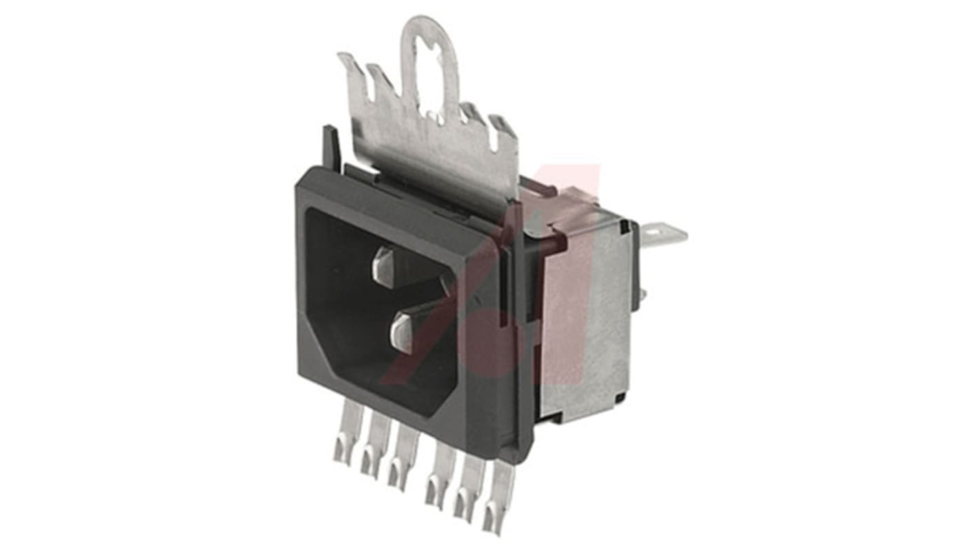 Schurter 10 A, 15 A, 125 V ac, 250 V ac Male Snap-In Filtered IEC Connector GRF2.0215.11, Solder None Fuse