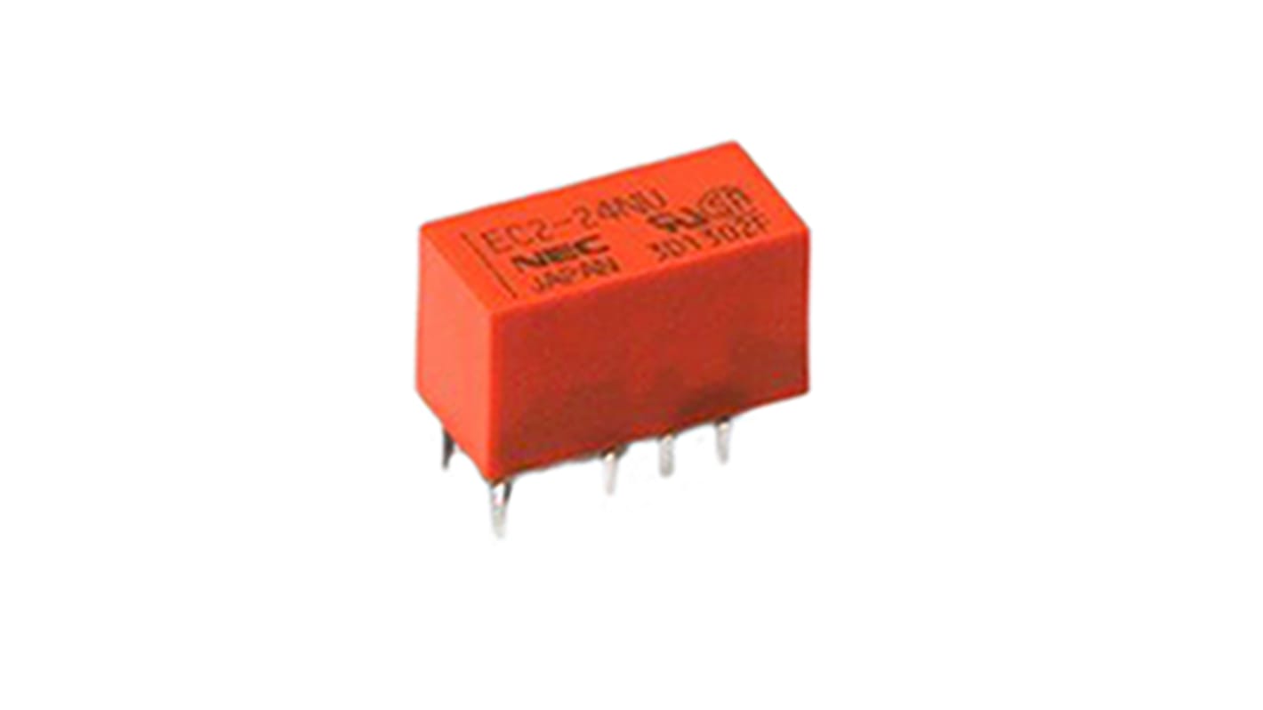 Jelrelé DPDT, Nyomtatott áramkörre szerelhető, 2 A, 3V dc, használható:(Elektronikus kapcsolási rendszerek, PBX,