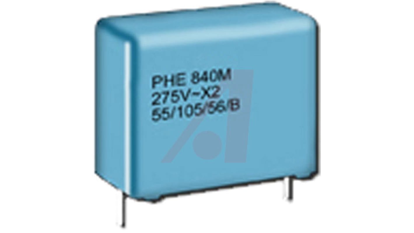 KEMET PHE840 Metallised Polypropylene Film Capacitor, 275 V ac, 280 V ac, 760 V dc, ±20%, 1μF, Through Hole