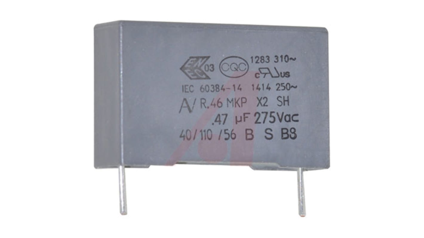 KEMET R46 Polypropylene Film Capacitor, 275V ac, ±20%, 470nF, Through Hole