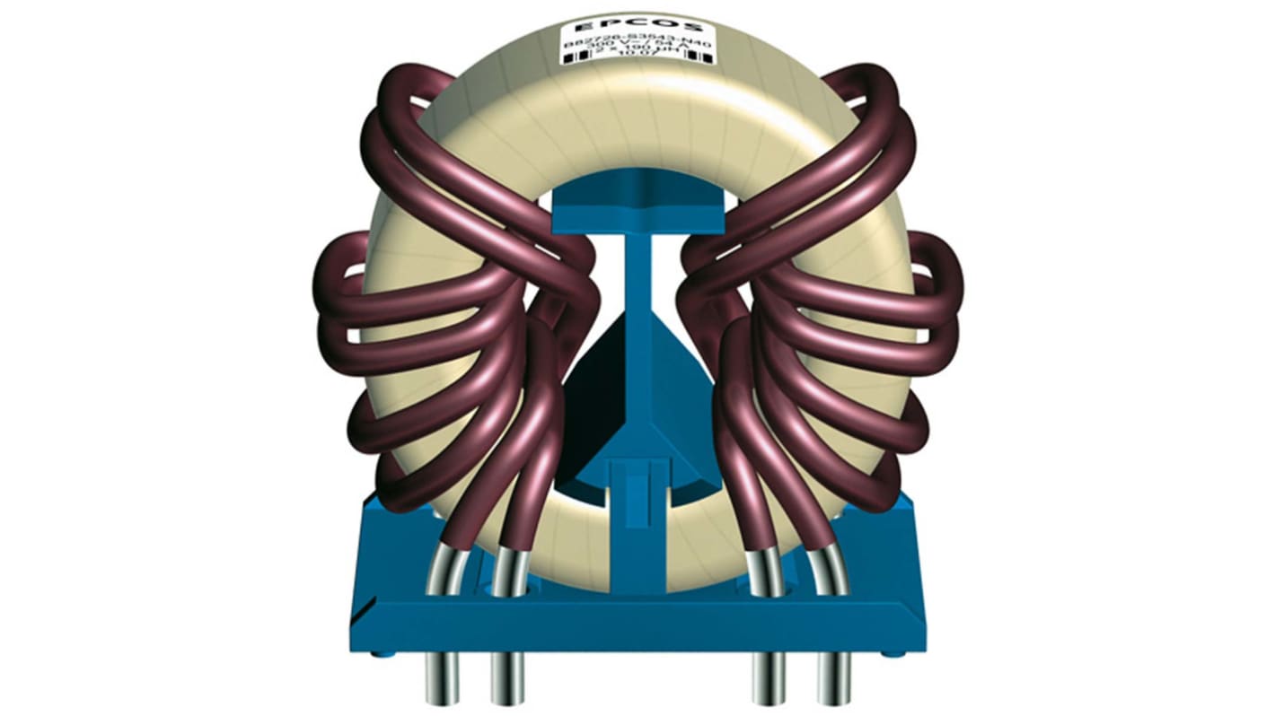 EPCOS B82726S Netzleitungsdrossel, Ferrit-Kern, 190 μH, -30 → +50%, 54A, Radial / R-DC 1.1mΩ, max. 100kHz x 50mm