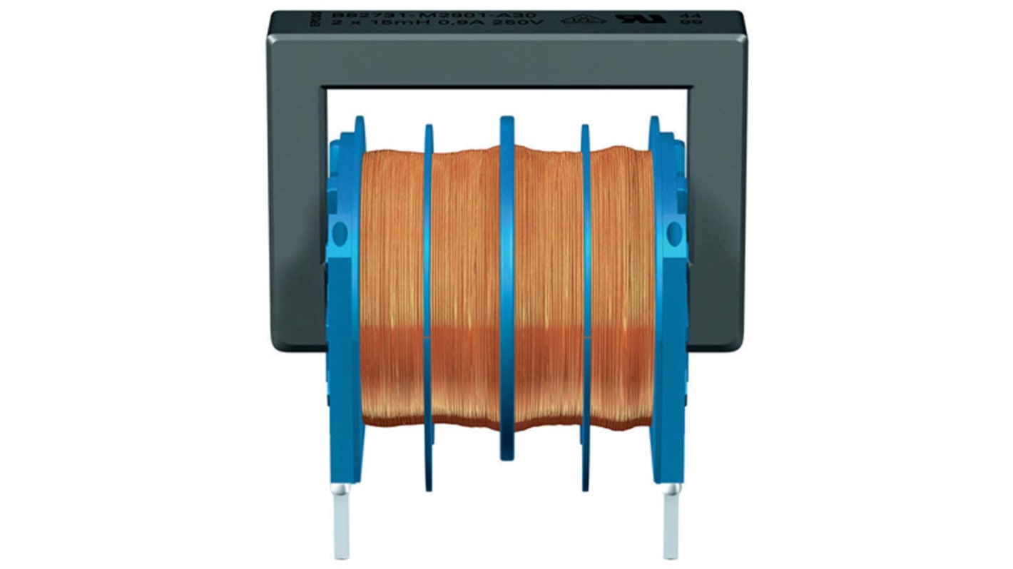 Bobina de arresto EPCOS, 47 mH -30 → +50%, Ferrita, SRF máxima:10kHz, Idc:500mA, Rdc:2Ω, 250 V ac