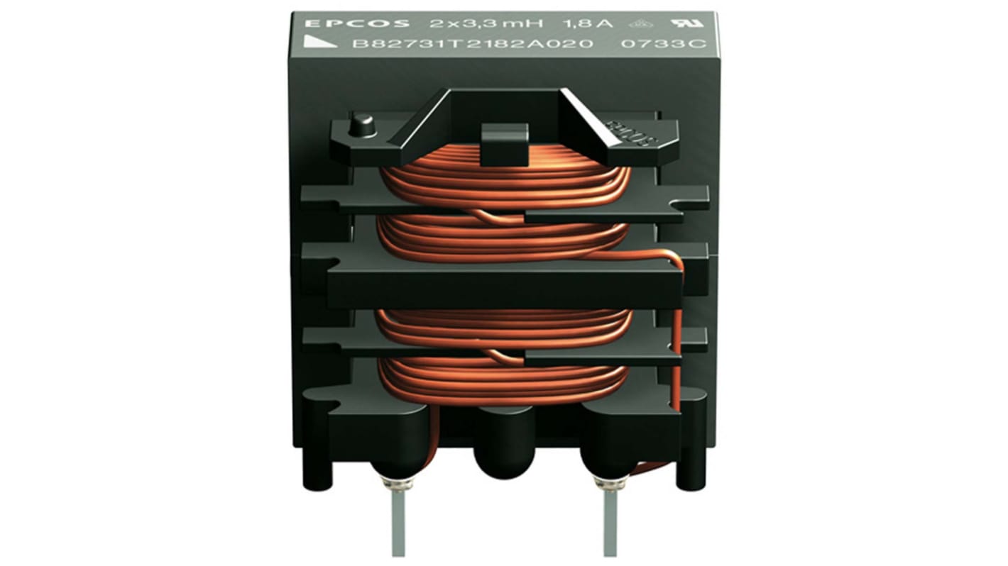 EPCOS 39 mH -30 → +50% Ferrite Power Line Choke, Max SRF:10kHz, 550mA Idc, 2.2Ω Rdc 250 V ac, B82731T