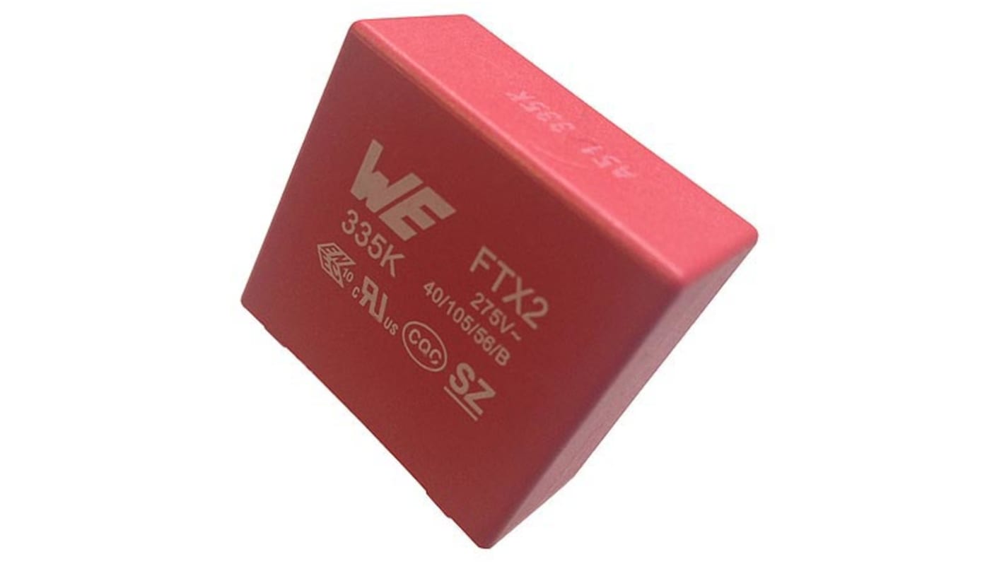 Condensador de polipropileno PP Wurth Elektronik, 56nF, ±10%, 275V ac, Montaje en orificio pasante