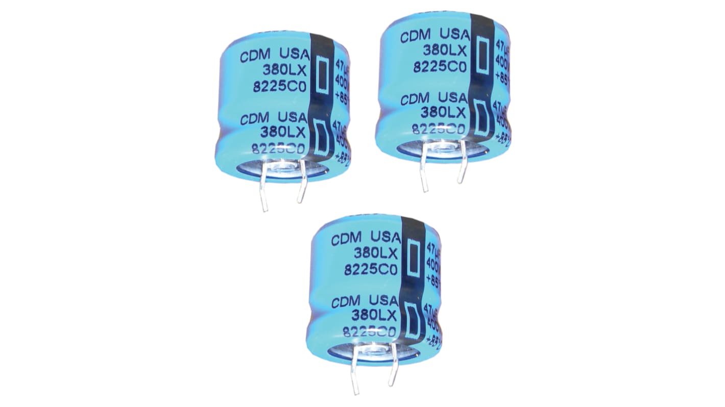 Cornell-Dubilier 4700μF Aluminium Electrolytic Capacitor 63V dc, Snap-In - 380LX472M063K022