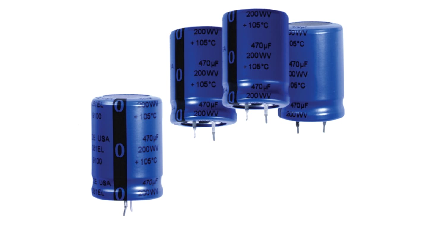 Cornell-Dubilier 470μF Aluminium Electrolytic Capacitor 200V dc, Snap-In - 381LQ471M200H022