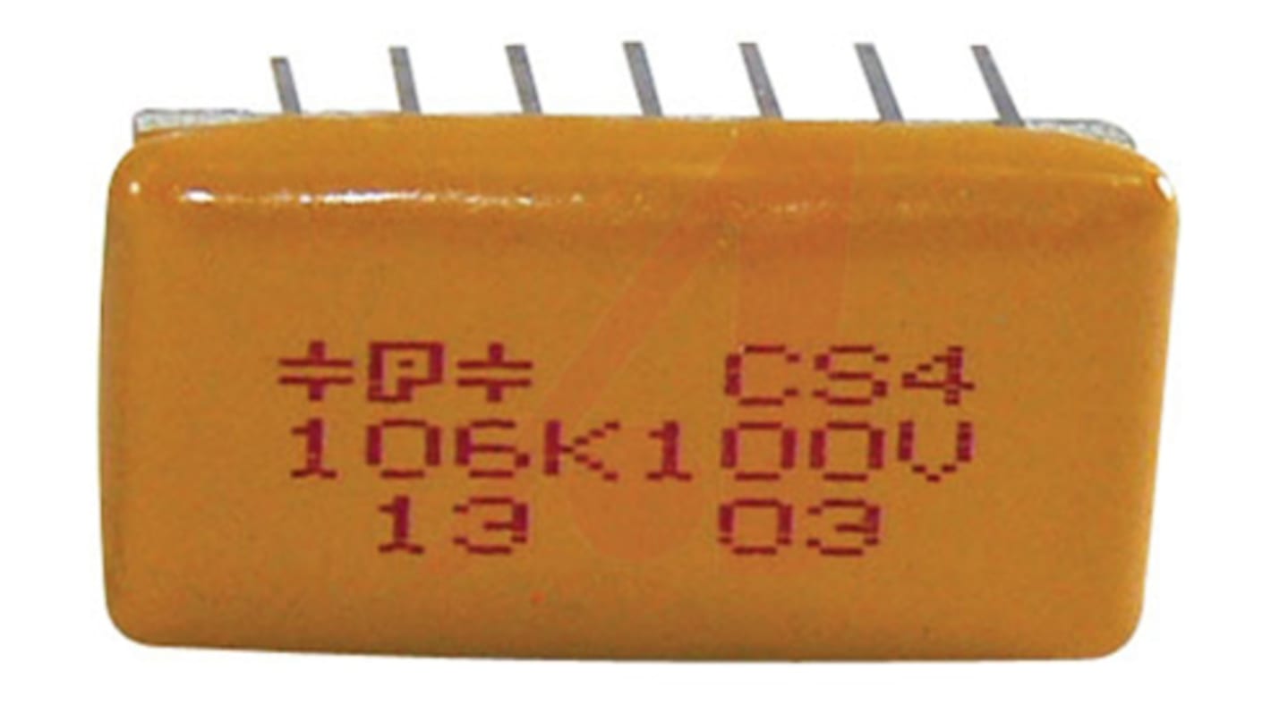 Cornell-Dubilier Multilayer Organic Capacitor MLOC Polymer 10μF 100V dc ±10%, Gull Wing, Radial, Through Hole