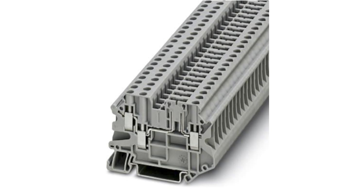 Phoenix Contact UT 4-TWIN-TG Series Grey Feed Through Terminal Block, 1-Level, Screw Termination