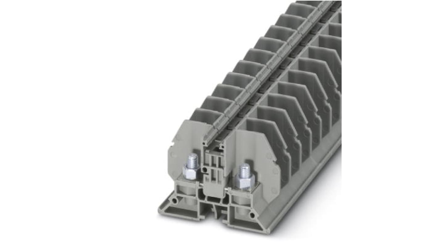 Phoenix Contact RBO 5-F Series Grey Feed Through Terminal Block, Single-Level, Bolt Termination