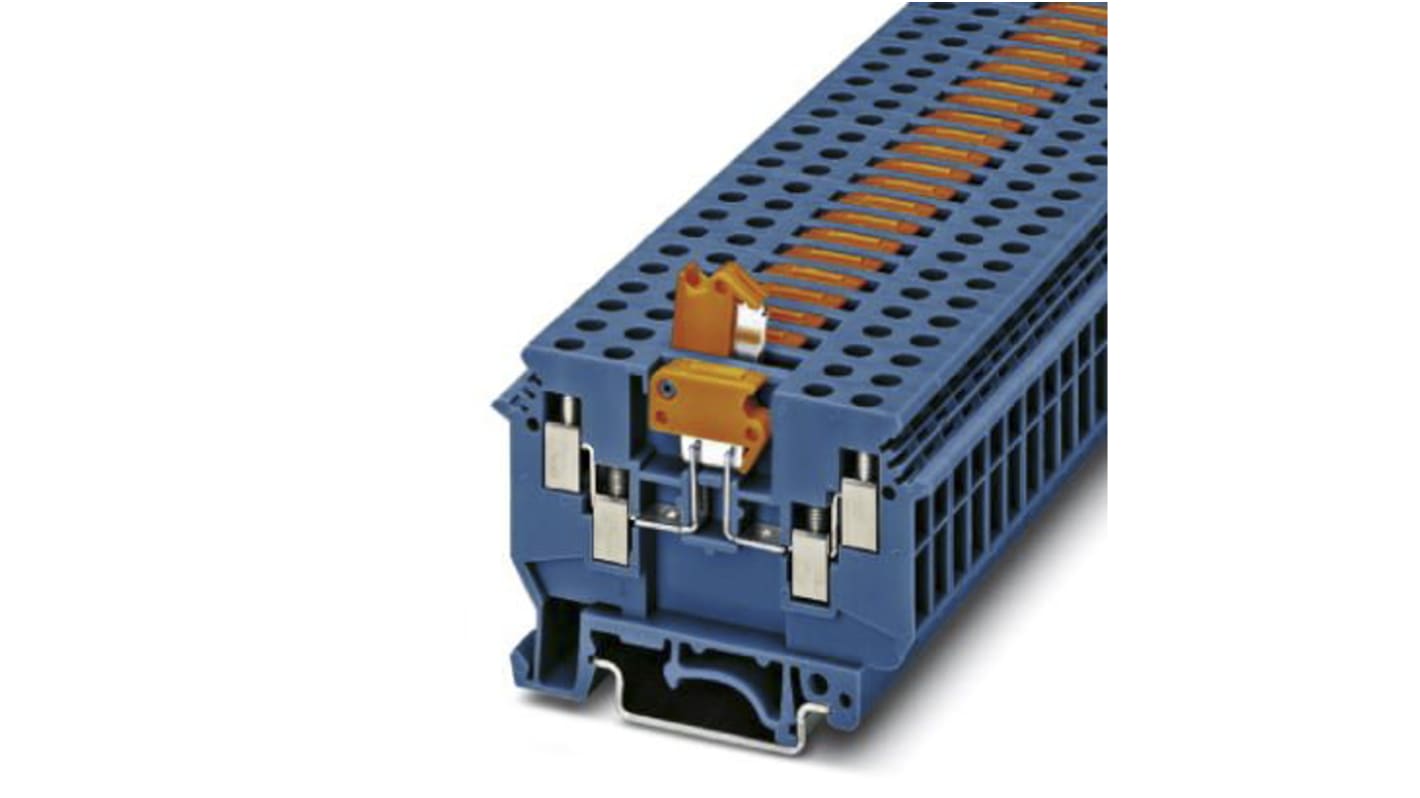 Phoenix Contact UDK 4-MTK-P/P BU Series Blue Disconnect Terminal Block, Single-Level, Screw Termination