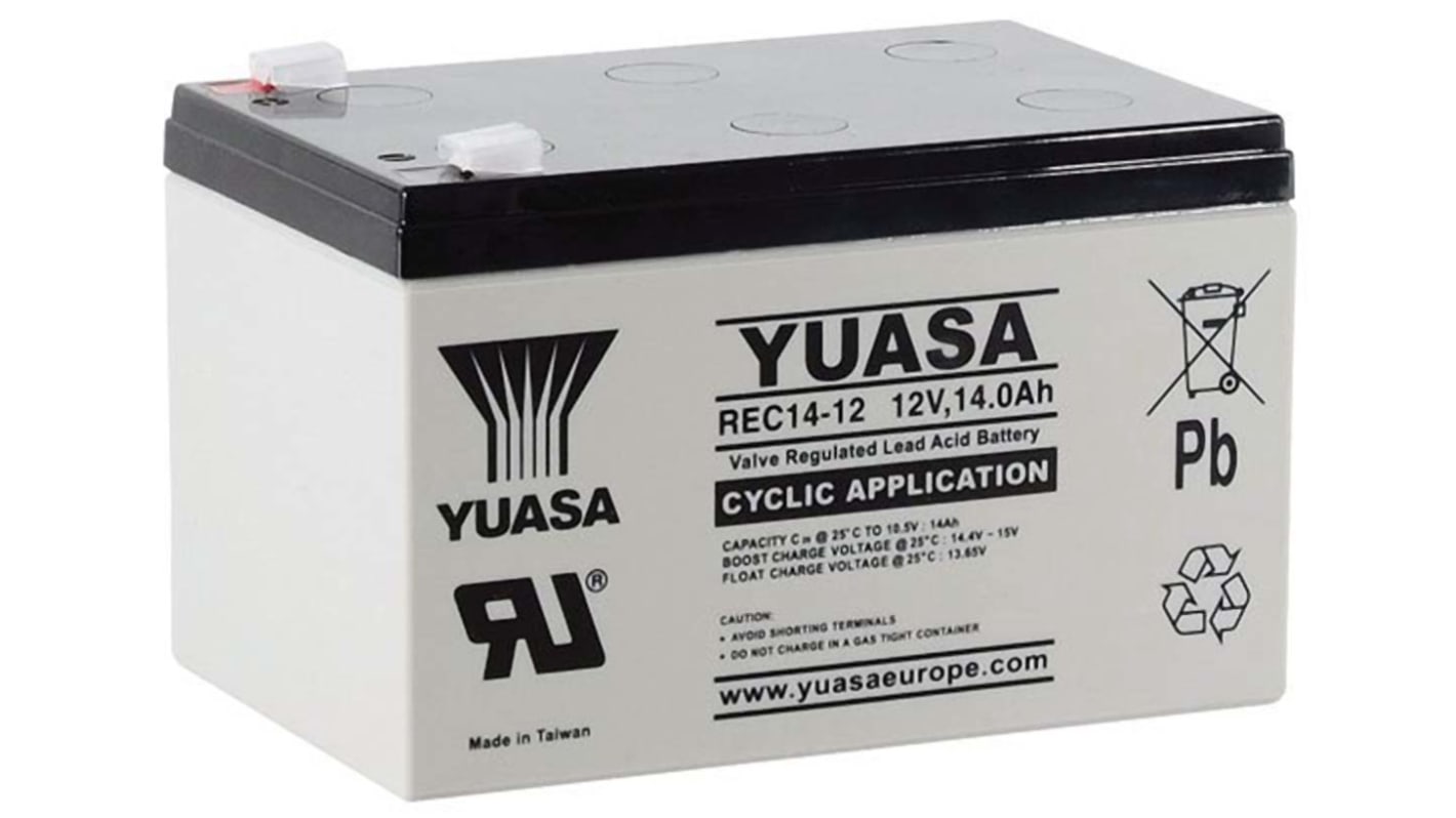 Yuasa 12V Faston F2 Sealed Lead Acid Battery, 13Ah