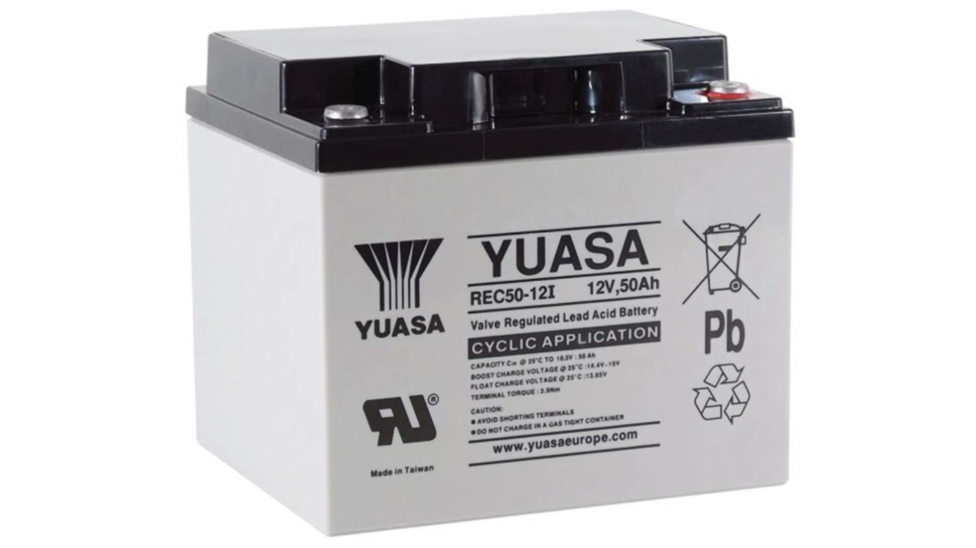 Batteria al piombo sigillata Yuasa, 12V, 50Ah, 197 x 165 x 175mm, -15 → +50°C