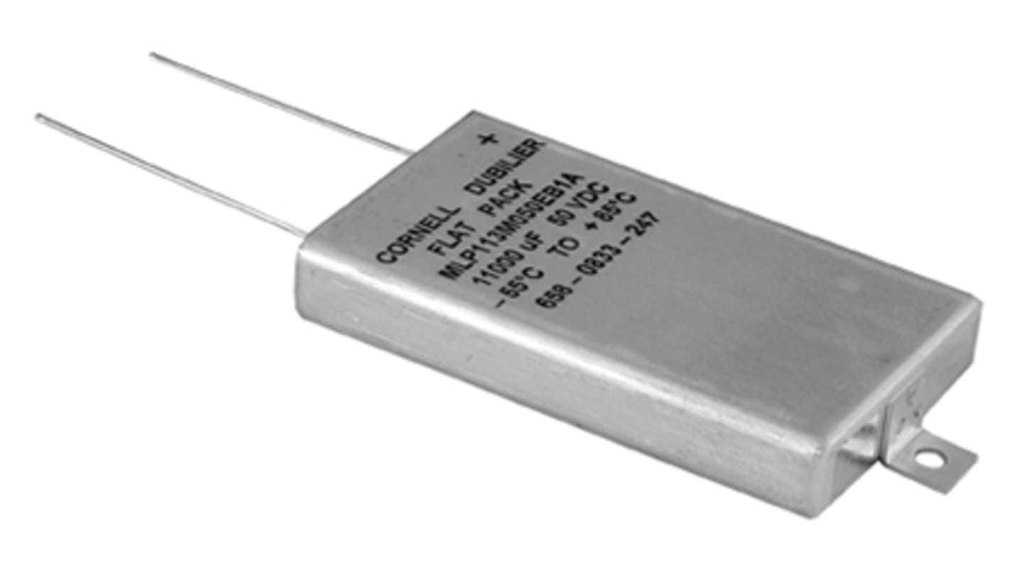 Cornell-Dubilier MLP, THT Aluminium-Elektrolyt Kondensator 4400μF ±20% / 50V dc x 13mm x 38mm, +85°C