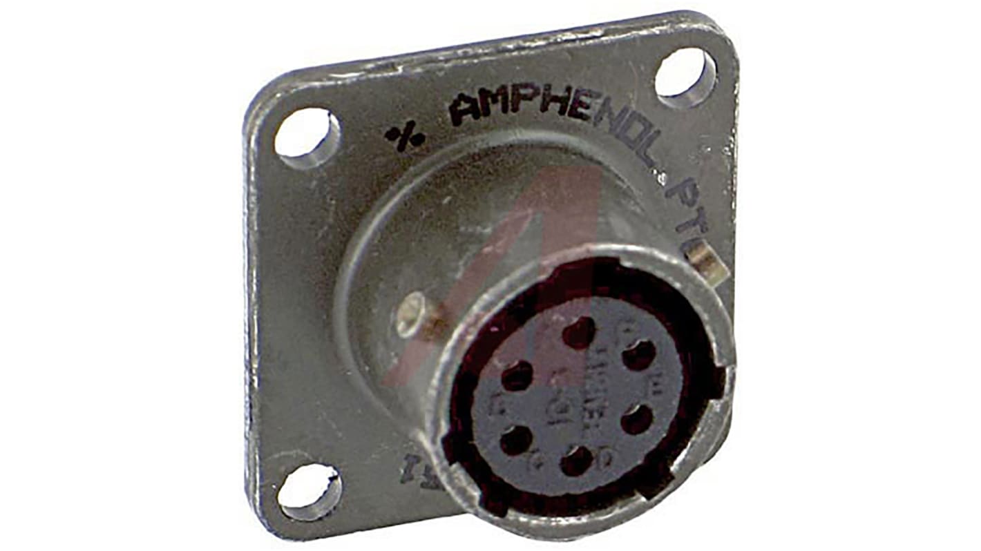 Amphenol, PT 6 Way Panel Mount MIL Spec Circular Connector Receptacle, Socket Contacts,Shell Size 10, Bayonet,