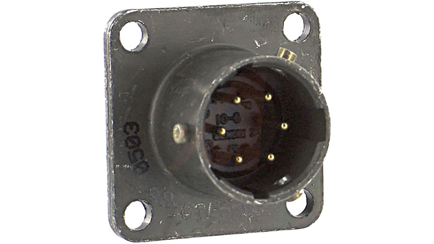 Amphenol Socapex, PT 6 Way Panel Mount MIL Spec Circular Connector Receptacle, Pin Contacts,Shell Size 10, Bayonet,