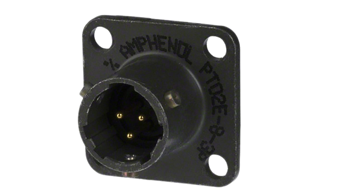 Amphenol Socapex, PT 3 Way Panel Mount MIL Spec Circular Connector Receptacle, Pin Contacts,Shell Size 8, Bayonet,