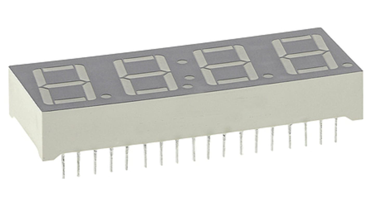 CA25-11CGKWA Kingbright 4 Digit 7-Segment LED Display, CA Green 34 mcd RH DP 6.2mm