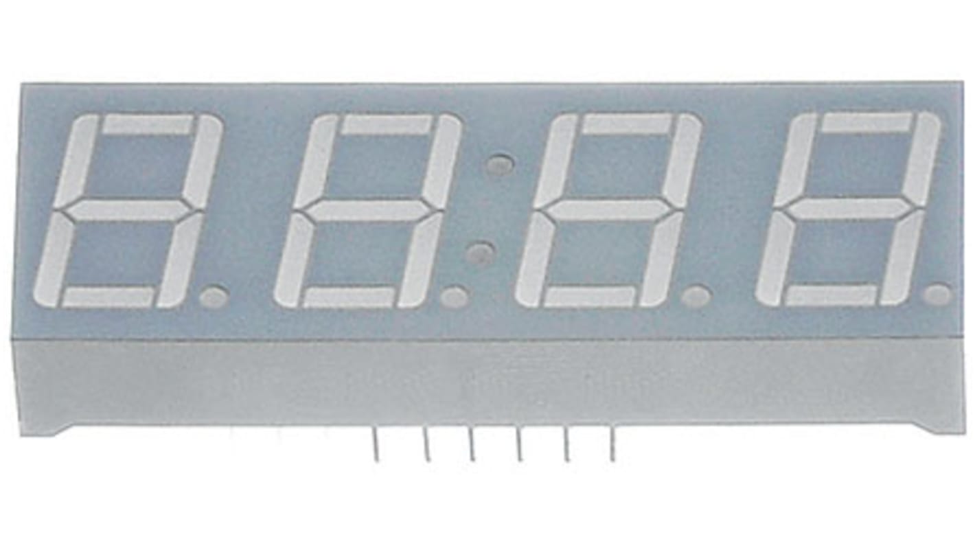 CA56-12SYKWA Kingbright 4 Digit 7-Segment LED Display, CA Yellow 120 mcd RH DP 14.2mm