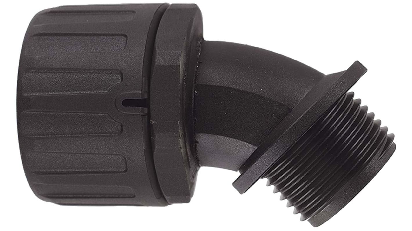 Łącznik do kanałów kablowych Flexicon gwint M20 21mm Kolanko 45° Nylonowy IP66, IP67, IP68, IP69