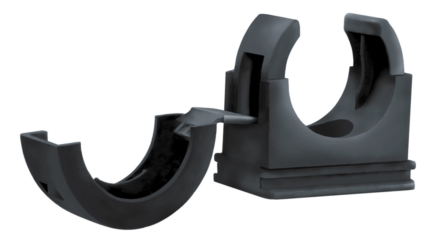 Flexicon FCL Nylon 66 Kabelrohr Befestigung Schutzrohrclip 10mm Schwarz Schwarz-Finish