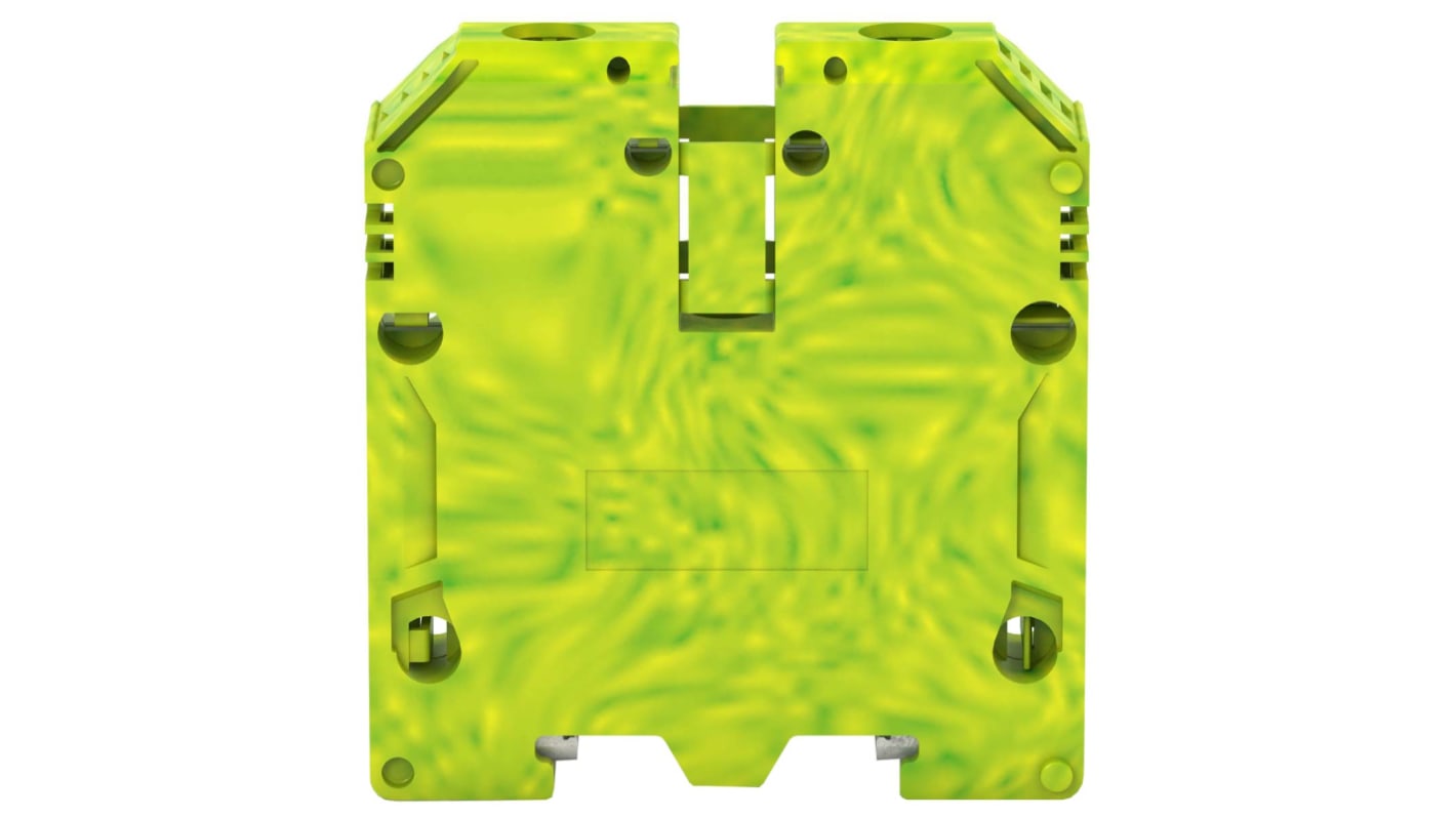 RS PRO Green, Yellow Earth Terminal Block, Double-Level, Screw Termination